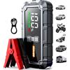 BSMOOM Avviatore di emergenza per auto con compressore d'aria per gonfiare gli pneumatici, avviatore da 1500 A con power bank e torce a LED, avviatore da 12 V per tutti i veicoli a benzina o diesel da 10,0