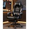 GTPLAYER Sedia da gaming con poggiapiedi, sedia da ufficio ergonomica 180 kg, poltrona da gaming resistente con supporto lombare e poggiatesta, sedia da computer regolabile in altezza imbottita 155 °
