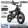 Rayzeph C20Max Ebike Bicicletta Elettrica 2000W Doppio Motore 52V 40Ah Doppia Batteria 180Km 60Km/H Pneumatici Fat 20"X4" Freno Idraulico Cambio Shimano 7 Velocità Bicicletta Elettrica per Adulti