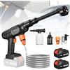 NONE Idropulitrice senza fili ad alta pressione 25 bar, macchina per lavaggio auto wireless con ugello 6 in 1, pulitore portatile a batteria al litio per auto e irrigazione del giardino