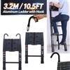 DayPlus Scala Telescopica 3,2M / 10,5FT con Ganci Staccabili, Scala Pieghevole Estensibile in Alluminio per Uso Domestico Interno ed Esterno Fai-da-Te