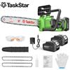 TaskStar, sega elettrica a catena portatile senza spazzole da 12 pollici, con lubrificazione automatica e blocco di sicurezza, alimentata da 2 batterie da 4000 mAh, per la potatura degli alberi e il