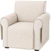 VKZHOME Copripoltrona 1 Posto con Braccioli, Copridivano 1 Posto Double Face, Telo Copridivano Trapuntato a Rombi, Copri Poltrona Salvadivano per Soggiorno,beige-panna