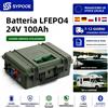 SYPOOE Batteria LiFePO4 24V 100Ah 2560Wh per Barche da Pesca, Pacco Batteria Portatile USB PD QC, Oltre 6000 Cicli, Bluetooth BMS, IP65, 100% Grado A, Batteria al Litio 25.6V, Disponibilità EU