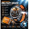 NONE Nuovo Smartwatch da Uomo con Batteria Grande da 1400mAh, per Esterni, Torcia, Impermeabile IP68, Chiamate Bluetooth, Display AMOLED, Orologio Sportivo Militare