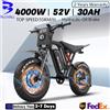 Bluvall R700 Ebike 4000W Doppio Motore 52V 30Ah Batteria Rimovibile Pneumatici Fat da 20*4.0 Pollici Bici Elettrica Retrò Moto Elettrica Fuoristrada Bici Elettrica da Montagna e Neve Bicicletta
