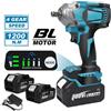 GECOFEER Avvitatore a impulsi elettrico brushless da 1200 Nm, 8 velocità, 1/2'', senza fili, per riparazione auto, compatibile con batteria Makita 18V