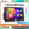 podofo Autoradio Universale Podofo 7" HD Touch Screen con Carplay e Android Auto, Lettore MP5 1Din, Bluetooth, FM, EQ, Mirror Link, USB e TYPE-C, Lettore Multimediale