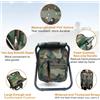 NONE Sgabello Pieghevole da Campeggio con Borsa Termica, Design a Zaino, Capacità di Carico 150KG, Tessuto Oxford 600D, Telaio in Acciaio Inox, Multi-Tasche, Sgabello Portatile per Pesca, Spiaggia,