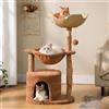 PAWZ Road Albero per Gatti Moderno con Grande Cesto in Vimini, Tiragraffi in Legno Naturale Massiccio, Cuccia Spaziosa, Amaca, Torre di Lusso per Gatti da Interno