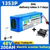 Batteria agli Ioni di Litio 48V 200Ah 2000W 13S3P XT60 DC per Scooter Elettrici 54.6V con BMS + Caricabatterie da 200000mAh