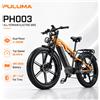PULUMA PH003 Bici Elettrica Fuoristrada con Doppio Motore Potente 1000*2, Batteria Rimovibile 48V20AH, Fino a 50 KM/H, Pneumatici Piatti 26* per Mountain E-Bike