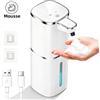 Dispenser automatico di sapone in schiuma touchless IPX5 impermeabile da 400 ml, 4 livelli regolabili, ricaricabile tramite USB con sensore a infrarossi, dispenser elettrico per bagno e ufficio
