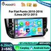 podofo Autoradio Podofo 6.2'' per Fiat Punto 2010-2016/Linea 2012-2015, lettore multimediale Android Auto 2+64G, navigatore GPS, stereo per auto con Bluetooth