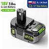 DREAMDASH Batteria di ricambio agli ioni di litio da 18V 7.0Ah ad alta capacità per RYOBI ONE+ P108 P107 P104, compatibile con RB18L50 RB18L20 e oltre 300 utensili elettrici senza fili, protezione integrata,