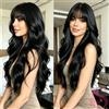 Smilegirl Parrucche Smilegirl in Capelli Umani con Onde Morbide, Densità 200%, con Frangia, Capelli Vergini Brasiliani Remy, Parrucca 3x1 Completamente Realizzata a Macchina, Senza Colla, Pronta da Indossare,