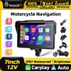 podofo Monitor per Moto Podofo 7'' con Touch Screen, Carplay, Android Auto, IP67 Impermeabile, Bluetooth, GPS, Regolazione Luminosità, Schermo Intelligente