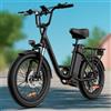 URLIFE E20 Bicicletta Elettrica Urbana per Adulti, 20''*3.0 Pollici, Motore Potente 250W, Batteria Rimovibile 48V 13AH, E-bike per Città