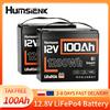 Humsienk Batteria LiFePO4 Humsienk 12V 100Ah con Bluetooth (Gruppo 24), 2 Pacchi di Batterie al Litio con Protezione da Bassa Temperatura, Fino a 15000 Cicli Profondi, BMS Integrato da 100A per Nautica,