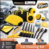 NONE Podofo Set di Pulizia Auto 20 Pezzi per Interni ed Esterni - Kit Lavaggio Auto con Spazzole, Spugne Lucidanti, Gel Detergente per Pulizia Interna ed Esterna dell'Auto con Borsa per il Trasporto