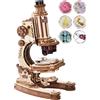ROBOTIME Kit Microscopio DIY CURIOUS DISCOVERY, Puzzle 3D in Legno, Strumento Scientifico Reale, Regalo STEM per Adolescenti e Adulti