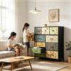 Superaly Cassettiera Superaly con 9 Cassetti in Tessuto, Mobile Contenitore con Struttura in Metallo, Credenza per Soggiorno, Camera da Letto, Ingresso, Multicolore