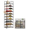 NONE Scarpiera a 10 livelli in metallo con ganci extra, scaffale per scarpe e portaoggetti, design a combinazione libera, struttura in metallo salvaspazio, adatta per spogliatoi e ingressi, 43 × 30 × 175