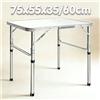 NONE Tavolo da Campeggio Pieghevole 75x55x35/60cm, Tavoli da Picnic Regolabili in Altezza con Maniglia per Trasporto, per Esterni e Interni