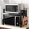 NONE Scaffale regolabile a 3 livelli per forno a microonde, espandibile da 38 cm a 64 cm, organizer da piano di lavoro con 6 ganci, porta coltelli, cestello porta utensili e porta tagliere per la