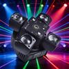 GVT Faro mobile a 4 bracci RGBW LED con controllo remoto, laser rosso e verde, strobo ambra, illuminazione scenica DMX512 per discoteca, musica, feste e DJ