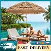 Ombrellone Hawaiano Regolabile in Paglia Sintetica, Parasole Portatile da Spiaggia con Picchetto per Giardino, Bordo Piscina, Spiaggia, Campeggio