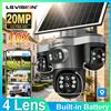 LS VISION Quattro Obiettivi e Tre Schermi, Zoom Ottico 10x, Telecamera Solare 4G/WiFi per Esterni, 15MP, Batteria a Basso Consumo, Telecamera IP con Visione Notturna PIR, Obiettivo 3PTZ, Tracciamento