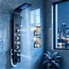 quyanre Colonna Doccia a LED in Nichel Nero con Sei Funzioni, Doccia a Pioggia e Cascata, Getti Massaggianti Spa, Doccia per Vasca con Bidet e Rubinetteria da Bagno