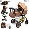 Reenborn Sistema di trasporto per neonati 3-in-1, carrozzina e passeggino con seggiolino auto, telaio leggero, pieghevole e compatto, seduta alta, ruote ammortizzanti, sedile reversibile, schienale regolabile