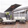 NONE Ombrellone da Giardino Inclinabile 2x m con 6 Stecche e Palo in Legno di Abete, Grigio Scuro