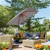 NONE Ombrellone da Giardino Inclinabile 2x m con 6 Stecche e Palo in Legno di Abete, Grigio