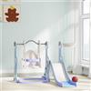 NONE Set da gioco per bambini 4 in 1 con scivolo, altalena, parete da arrampicata e cerchio, 147,5x160x107 cm, azzurro