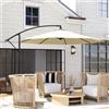 NONE Ombrellone Decentrato da Giardino con Base a Croce Inclusa, in Metallo e Poliestere, 3x2.5 m, Beige