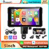 Podofo Schermo Touch da 5'' per Moto con Carplay e Android Auto, Lettore Smart IP67 Impermeabile con Luminosità Automatica, Lettore Portatile per Moto
