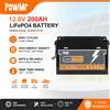 PowMr Batteria PowMr 12.8V 200Ah LiFePO4 con BMS Integrato, 2560Wh, Ciclo Profondo, Litio Ferro Fosfato, Max 4S4P per Accumulo di Energia Solare, Camper, Barca, Off-Grid, UPS