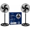 NONE Confezione da 2 Ventilatori AQUA da 18 Pollici 70W Oscillanti a 360° | Altezza Regolabile 120-140 cm | 3 Velocità | Silenziosi | Ventilatori per Casa, Ufficio e Camera da Letto