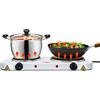 NONE Piastra di Cottura Doppia da Tavolo Bianca Facile da Pulire con 5 Impostazioni di Temperatura e Indicatore di Potenza 2500W, Piastra Riscaldante Portatile in Ghisa per Riscaldare/Cucinare/Bollire