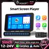 podofo Monitor portatile per auto Podofo da 5 pollici, lettore intelligente, CarPlay wireless, autoradio stereo Android Auto 360 ° Telecamera per Auto con Obiettivo Grandangolare Regolabile, Navigazione