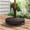 NONE Base per Ombrellone da Giardino Rotonda a 4 Ruote con Freno, in Acciaio e Resina, Ø 52x41 cm, Bronzo e Nero