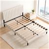 KUTAS Letto Matrimoniale 140x200 cm Rivestito in Lino Grigio - Testiera Imbottita Regolabile - Contenitore 17cm - 12 Doghe in Legno Massello - Letto Singolo