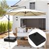 NONE Base per Ombrellone da Giardino Riempibile con Acqua e Sabbia 70-90 kg, Ruote e Maniglia in HDPE, 80x60 cm, Nero