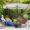 NONE Ombrellone da Giardino Rotondo 2.7x2.4 m con Manovella, in Metallo e Poliestere, Grigio Chiaro