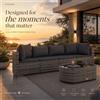 NONE Set Divano da Giardino in Polyrattan Grigio a 5 Pezzi con Cuscini, Facile da Pulire, Alta Qualità, Comfort per Vivere all'Aperto