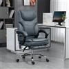 NONE Sedia da Ufficio Massaggiante e Riscaldante con Poggiapiedi, in Pelle PU e Acciaio, 67x67x113-121 cm, Grigio