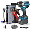 Vremota Avvitatore a impulsi brushless da 1800 N·m (1/2 pollice / 3 velocità / Doppia batteria) + Power Bank di emergenza 4-in-1 da 8000 mAh (1000 A / Pompa ad aria 150 PSI / Luce SOS) Kit di riparazione auto
